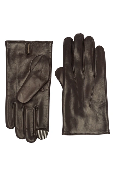 Portolano Cashmere Lined Nappa Leather Gloves In Chocolate