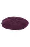 Portolano Cable Knit Cashmere Beret In Black Currant