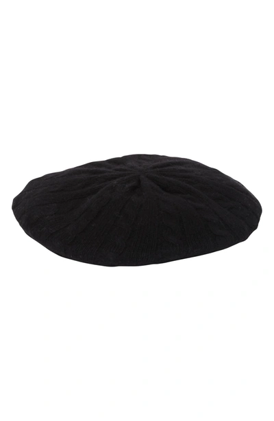 Portolano Cable Knit Cashmere Beret In Black