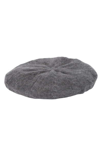 Portolano Cable Knit Cashmere Beret In Dark Heather Grey