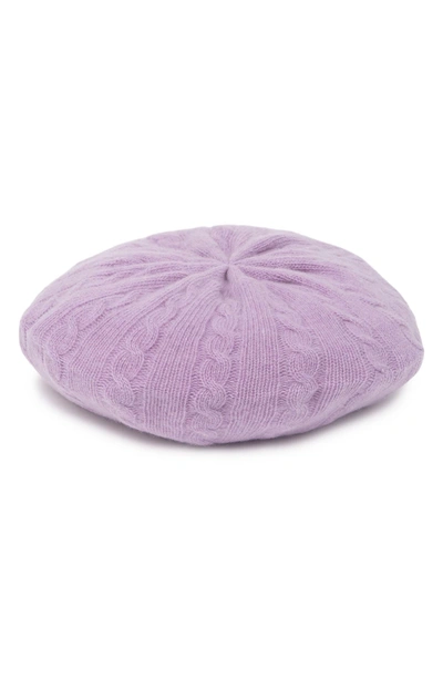 Portolano Cable Knit Cashmere Beret In Lilac