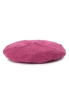 Portolano Cable Knit Cashmere Beret In Flamingo Pink
