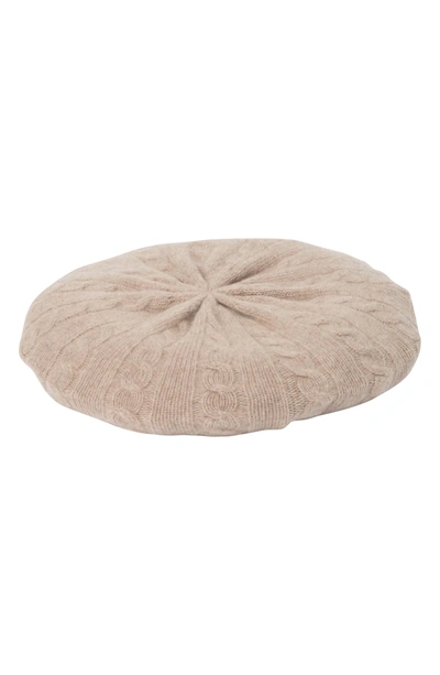 Portolano Cable Knit Cashmere Beret In Nile Brown