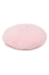 Portolano Cable Knit Cashmere Beret In Powder Pink