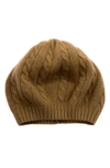 Portolano Cable Knit Cashmere Beret In Toffee