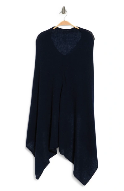 Portolano Cowl Neck Knit Poncho In Navy