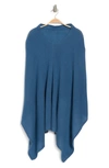 Portolano Cowl Neck Knit Poncho In Palace Blue