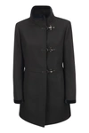 Fay Collar Sleeve Length Trim Coat In Black