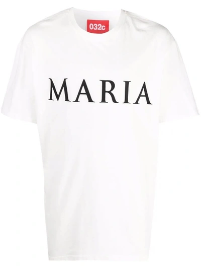 032c Maria Slogan-print Organic Cotton T-shirt In White