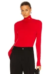 Raf Simons Roll-neck Jersey Top In Red & White