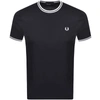 Fred Perry Embroidered-logo Short-sleeved T-shirt In Navy