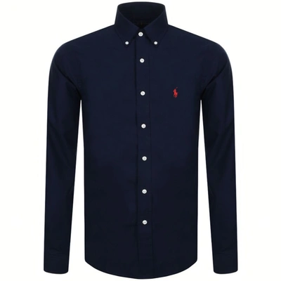 POLO RALPH LAUREN RALPH LAUREN SLIM FIT OXFORD SHIRT NAVY