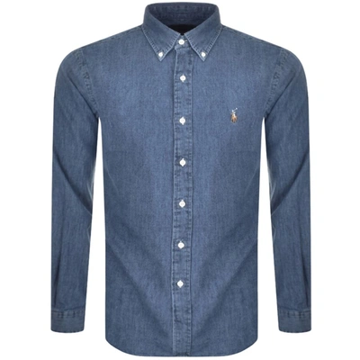 POLO RALPH LAUREN RALPH LAUREN SLIM FIT DENIM SHIRT BLUE
