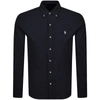 Polo Ralph Lauren Blue Shirt With Button-down Collar And Pony Embroidery On The Front In Navy