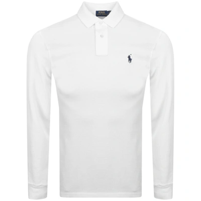 Ralph Lauren Man White Long Sleeve Polo With Blue Pony