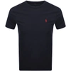 Polo Ralph Lauren Blue Crewneck T-shirt With Pony Embroidery On The Front In Navy