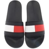 Tommy Hilfiger Flag Pool Slides In Black In Navy