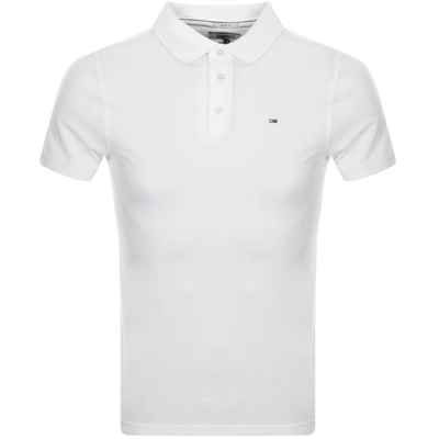 Tommy Jeans Pique Polo Shirt In White