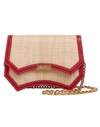 MARK CROSS MADELINE EVENING RAFFIA AND LEATHER CLUTCH