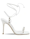 Manolo Blahnik Morata Pop Ankle Wrap Heel Sandal In White