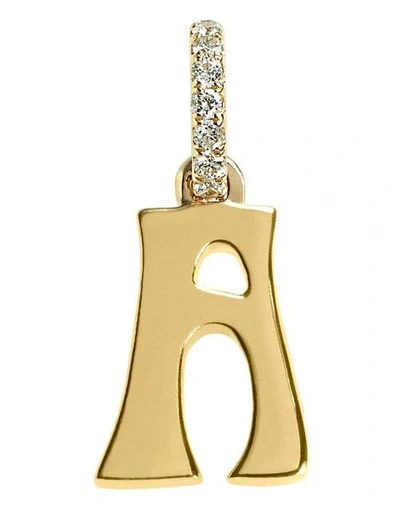 Marlo Laz Small "a" Diamond Initial Charm In Yellow Gold