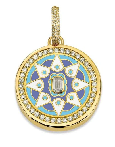 Buddha Mama Sky Blue Mandala Diamond Pendant In Ylwgold