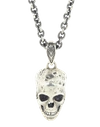 JOHN VARVATOS Silver Distressed Skull Necklace
