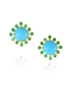 LEIGH MAXWELL Turquoise and Emerald Omega Earrings