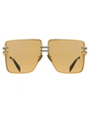 Balmain Gendarme Gold And Amber Unisex Sunglasses In Gld/blk