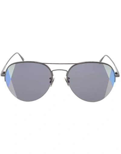 Bottega Veneta Black And Grey Semi-rimless Aviator Sunglasses - Atterley In Blk/gry