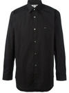 Comme Des Garçons Play Small Black Emblem Cotton Button Down In Black