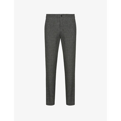 Hugo Check Woven Trousers In Charcoal