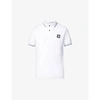 Stone Island Striped-trim Brand-patch Stretch-cotton Polo Shirt In White