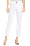 Frame Le High Straight Double Needle Jeans In Blanc