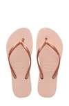 Havaianas Glitter-detail Logo-embossed Flip Flops In Ballet Rose