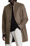 Allsaints Manor Wool Solid Regular Fit Coat In Fog Marl