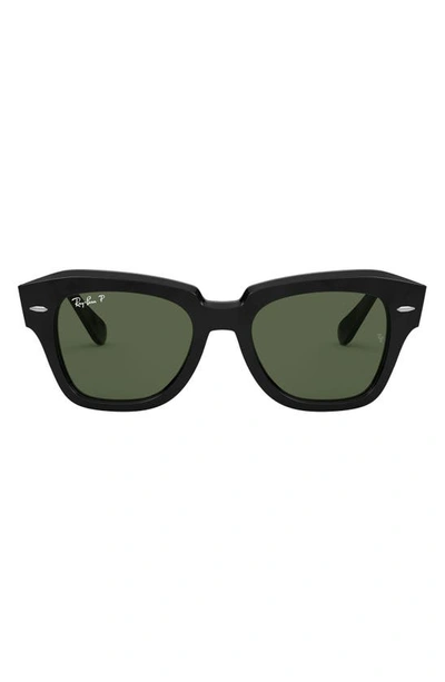 Ray Ban State Street 52mm Polarized Square Sunglasses In Black