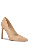 Nine West 'tatiana' Pointy Toe Pump In Light Tan Patent Leather
