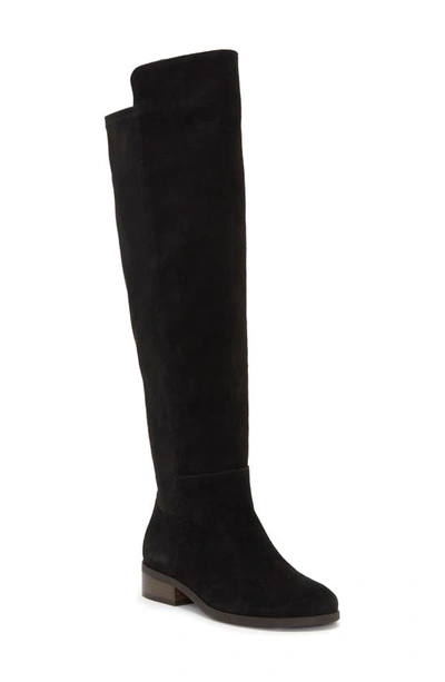 Lucky Brand Women's Calypso Wide-calf Crop Over-the-knee Boots Women's Shoes In Black