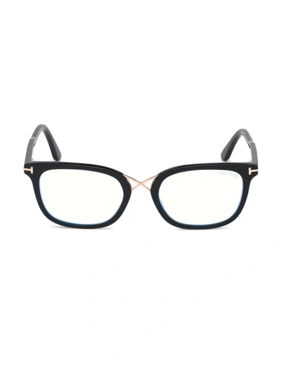 Tom Ford 52mm Square Blue Filter Eyeglasses In Shiny Black