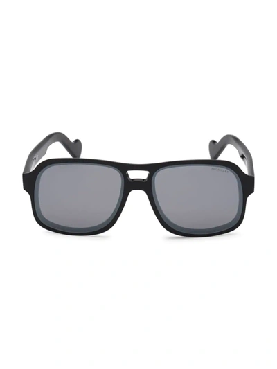 Moncler Men's 59mm Plastic Navigator Sunglasses In Shiny Black/smoke