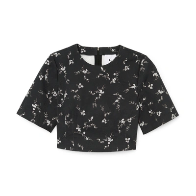 G. Label Taz Short-sleeve Top In Black Micro Floral