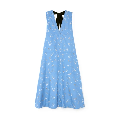 G. Label Margot Midlength A-line Dress In Blue Micro Floral