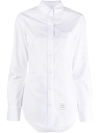 Thom Browne Scallop Collar Long Sleeve Cotton Button-up Shirt In White
