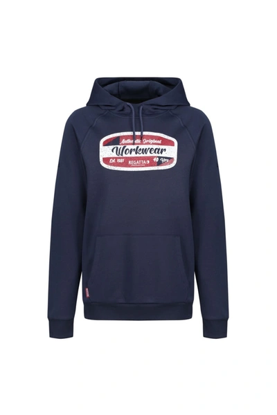 Regatta Mens Workwear Graphic Print Hoodie In Blue