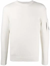 C.p. Company Lens-embellished Ribbed Jumper In White