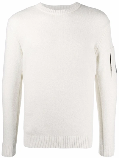 C.p. Company Lens-embellished Ribbed Jumper In Nude