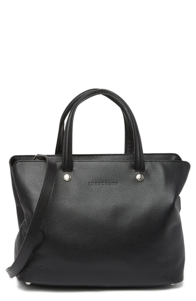 Longchamp Leather Satchel W/ Strap In Black