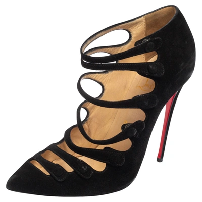 Pre-owned Christian Louboutin Black Suede Viennana Pumps Size 37
