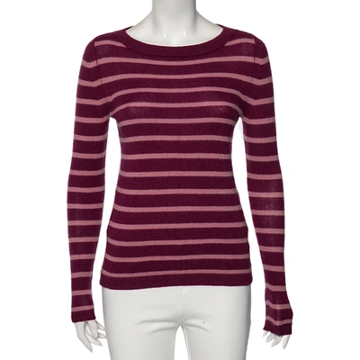 Pre-owned Weekend Max Mara Striped Purple Cashmere Round Neck Sweater Xs